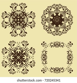 illustration of set of vintage design elements