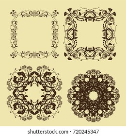 illustration of set of vintage design elements
