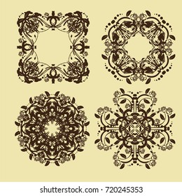 illustration of set of vintage design elements