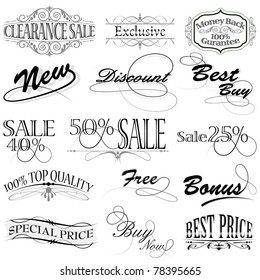 illustration of set of vintage design elements for selling icon