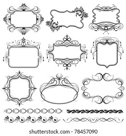 illustration of set of vintage design elements for frame