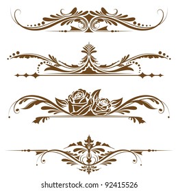 illustration of set of vintage design elements for page border