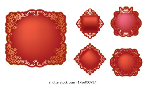 Illustration set of vintage etiquette labels. Vector data design.red.