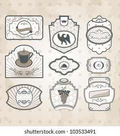 Illustration set of vintage ornate labels, decor design elements - vector