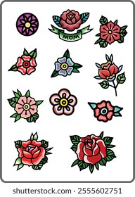 Illustration set of vintage tattoo flash vector