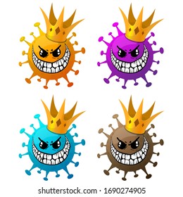 Conjunto de ilustraciones de virus de diferentes tipos. Virus cruzados.