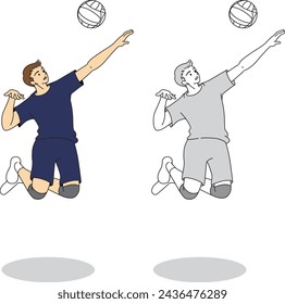 Illustration set of volleyball players (male)