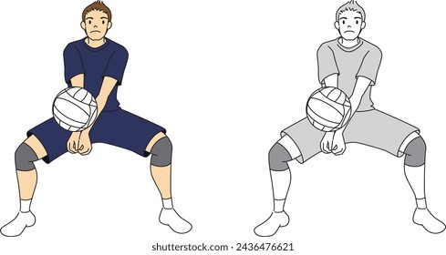 Illustration set of volleyball players (male)