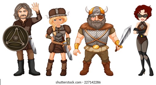 illustration of a set of warriors