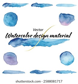 Illustration set of watercolor design materials (vector)