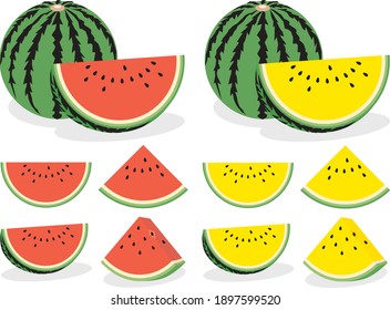 An Illustration set of watermelon