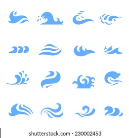 illustration of set of wave symbol on  isolated white background