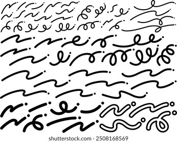 Illustration set of wavy and curl line decorations