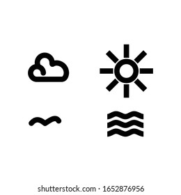 Illustration set weather icon sun,cloud,wind,water sign design graphic vector