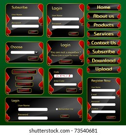 illustration of set of web form templates with casino concept