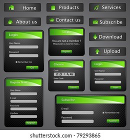 illustration of set of web templates with login,registration and sign up forms