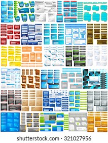 illustration of set of website design template jumbo collection with login,registration and sign up forms and navigation buttons