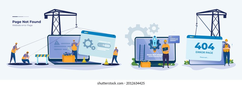Illustrationsset für Website-Fehler unter technischem Wartungskonzept