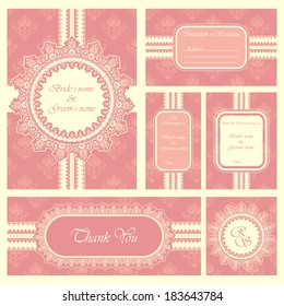 illustration of set of wedding reception invitation card