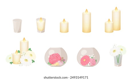 Conjunto de ilustración de decoraciones de mesa de boda