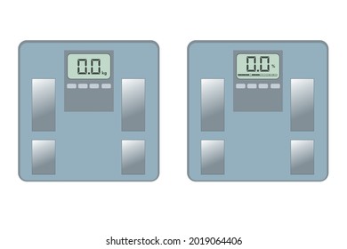 Illustration set of weight scale and body fat scale Graphic material Health check