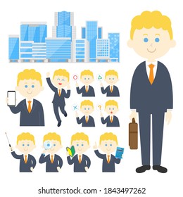 Illustration set of white businessmen.