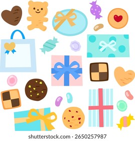 Conjunto de ilustración de regalo de día blanco