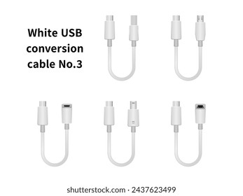 Es un conjunto de ilustración del cable de conversión USB blanco No.3.