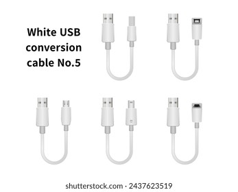 It is an illustration set of the white USB conversion cable No.5.