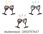 Illustration set of wine glasses toasting