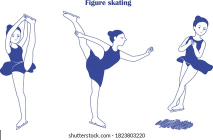 Ilustración para deportes de invierno y patinaje artístico femenino