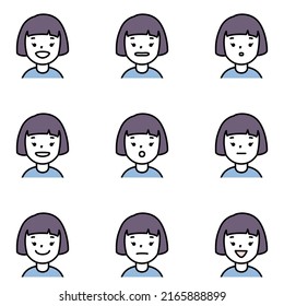 Illustration Set Of A Woman In Various Mouth Shapes (facial Expressions) (white Background, Vector, Cut Out)