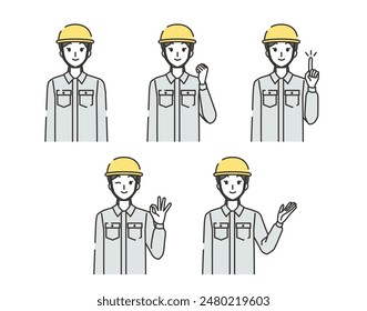 Illustration set of women involved in the construction industry