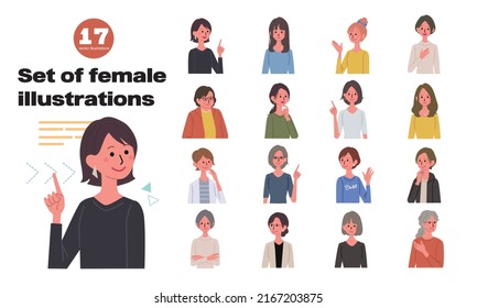 Illustration set of women of various ages