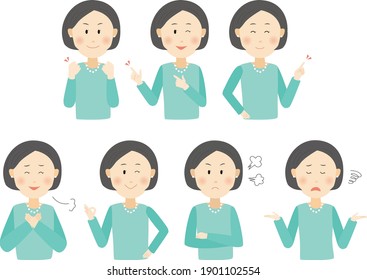 Illustration set of women in various poses
