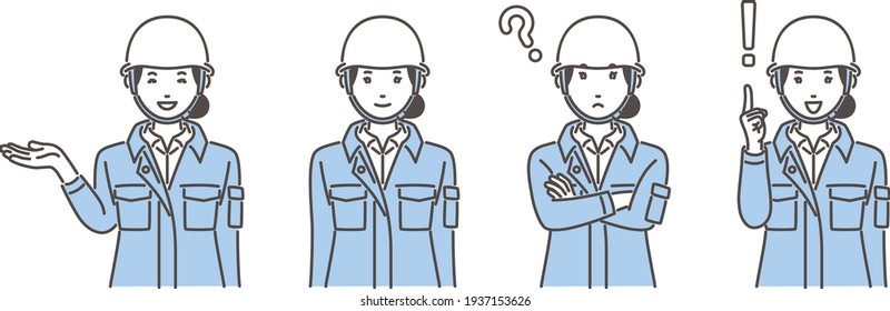 Illustration set of women in work clothes