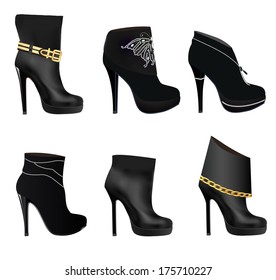 illustration of a set of women's boots on high heels