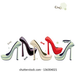 illustration set of women's shoes with heels