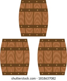 Illustration set of wooden barrels