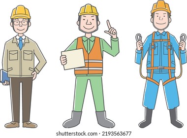 Illustration set of a worker man