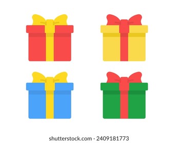 An illustration set of wrapped present box icons.