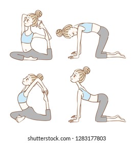 It is an illustration set of a yoga woman.