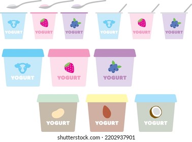 Illustration set of yogurt in a cup