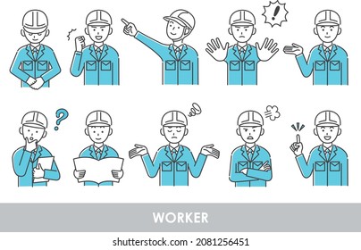 Ilustración de jóvenes vestidos de trabajo