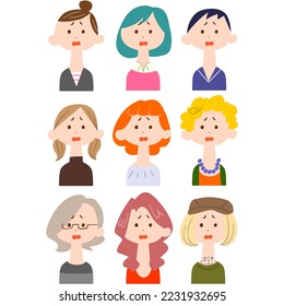 Illustration set of a young woman 2 Confused face