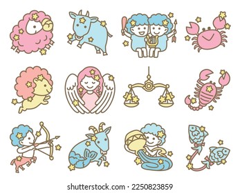 illustration set of zodiac sign