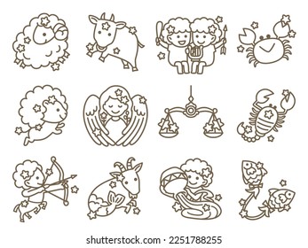illustration set of zodiac sign