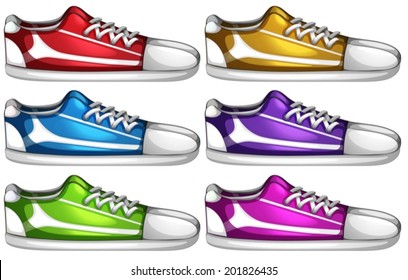 Illustration of the sets of shoes on a white background