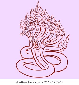 Illustration of seven headed Naga vector for card, decoration, illustration