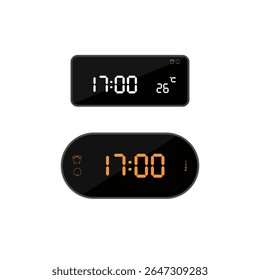 illustration of at seventeen o'clock digital clock icon sign and symbol. colored icon for website design